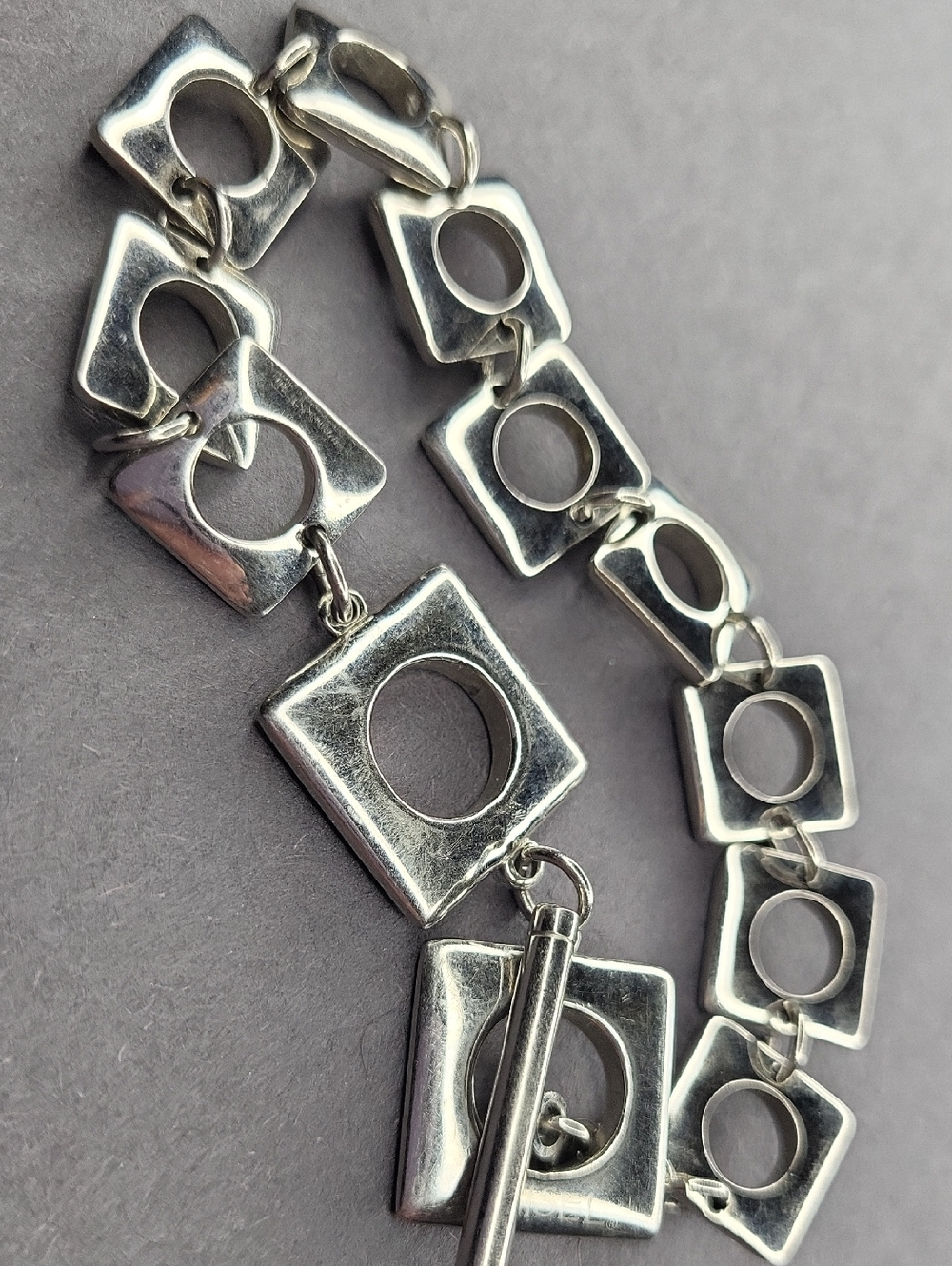 Silver Geometric Link Bracelet
